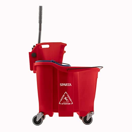 SPARTA 35 Qt Mop Bucket System with Wringer and Insert, Red - color: Red
