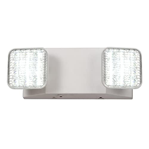 TANLUX LED Emergency Lights with Battery Backup, Two Head Adjustable Commercial Emergency Lights, UL Listed, AC 120/277V, Hardwired Emergency Exit Light Fixtures for Business - 1 Pack(White) - color: White, size: 1 Pack