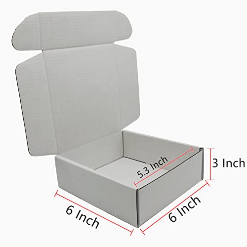 White Cardboard Shipping Box 6x6x3 Inch Corrugated Packaging Storage Boxes 5 Pack (Inside Size: 5.3 x 5.8 x 2.85") - color: White, size: 6 x 6 x 3 Inch