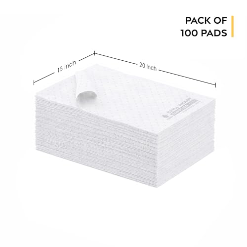 Oil Only Absorbent Pads 15" x 20" (100 Pack) - Heavy Weight, Hydrophobic - color: 100 Pads - Heavyweight, size: 1