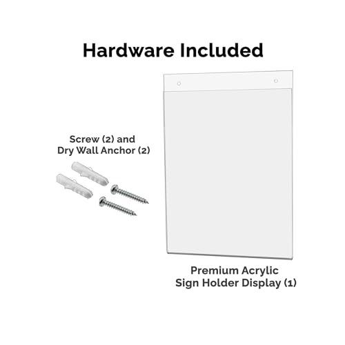 Marketing Holders 10 Pack Wall Sign Holder with Screw Holes and Hanging Hardware for 8" x 10" Ads Directory Price List Building Map Warning Not an Exit Notice Clear Acrylic Signs - size: 8"w x 10"h