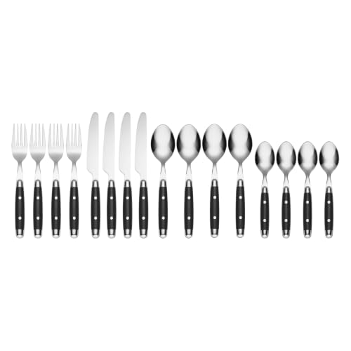 Cambridge Jubilee Black Stainless Steel Silverware Set for 4, 16-Piece - color: Black