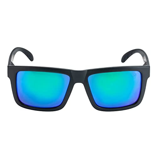 X Power ANSI Z87+ Extra Large Weekenders Impact Resistant Safety Sunglasses - color: 010 Black & Carbon Fiber Frame / Green Mirror Lens, size: X-Large