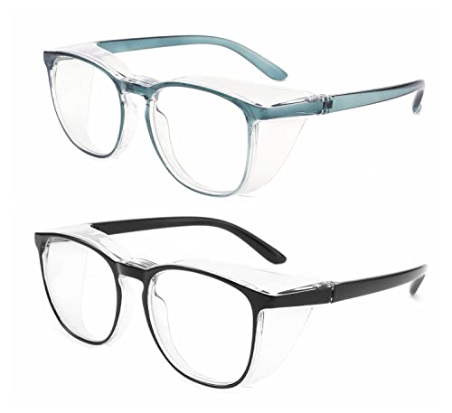 Alsenor Safety Glasses Anti Fog Goggles Protective Eyewear Blue Light Blocking Anti Dust UV Protection Glasses For Men Women (2 Pack (New Blue + Black)) - color: 2 Pack (New Blue + Black)