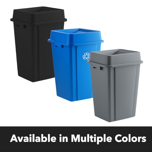Black, 19 Gallon Square Commercial Trash Can with Swing Lid, Heavy-Duty Garbage Can, Industrial Trash Bin for Restaurants/Warehouse/Commercial Facilities - color: Black, size: 19 Gallon with Lid