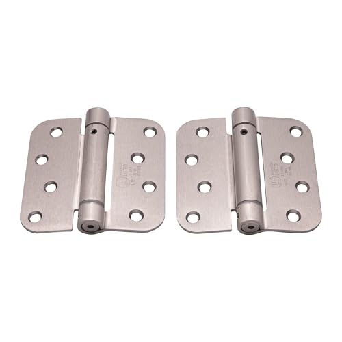 Self Closing Spring Door Hinges Satin Nickel 4 Inch - 5/8 Radius 2-Pack - color: Satin Nickel