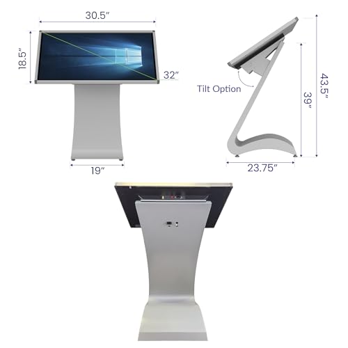 32" Pedestal Touch Screen Computer Kiosk – 4K UHD Display | Windows 11 Pro | Intel Core i5 | Wi-Fi | Bluetooth | Interactive Commercial Display