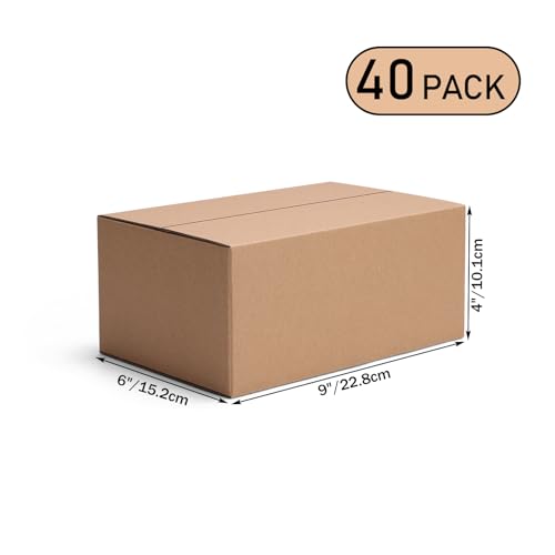 9x6x4 Shipping Boxes Set of 40, Brown Kraft Business Corrugated Cardboard Small Boxes Mailers for Packaging - color: Brown Shipping Box, size: 9x6x4 Box
