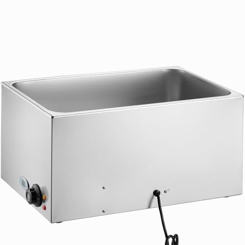 VEVOR Commercial Food Warmer 24QT Bain Marie 1200W Electric Buffet Steam Table - Countertop Stainless Steel for Wet or Dry Use - Parties, Catering and Restaurant - size: 12x20 Full Pan with display