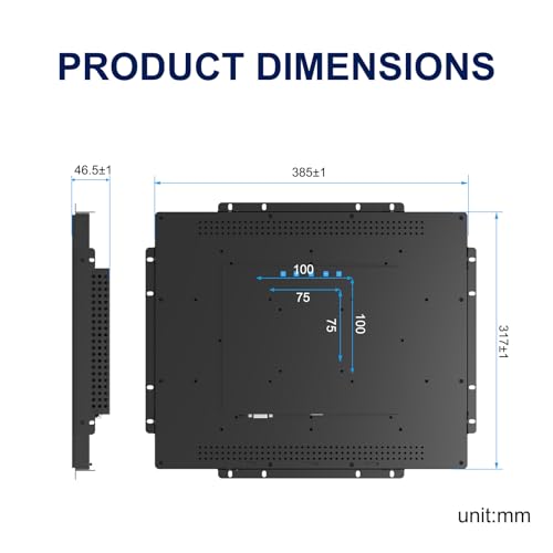 Multi-Touch Industrial Monitor, 1280x1024 17 Inch Open Frame Capacitive Touch Screen, HD-MI,VGA Inputs, VESA Wall-Mount Installation Touch Monitor for Kiosk Industrial Automation - size: 17.0