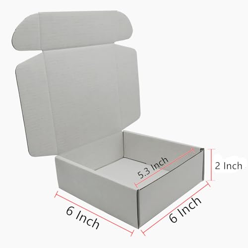 White Cardboard Shipping Box 6x6x2 Inch Corrugated Packaging Storage Boxes 5 Pack (Inside Size: 5.3 x 5.8 x 1.85") - color: White, size: 6 x 6 x 2 Inch