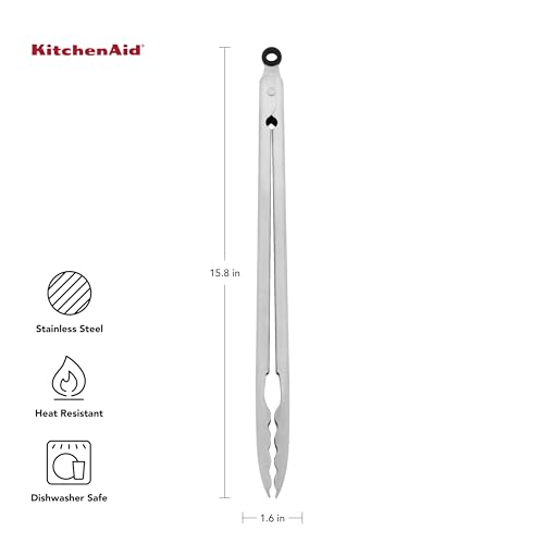 KitchenAid Stainless Steel Long Tongs, 14 Inch - color: Stainless Steel, size: 14 Inches