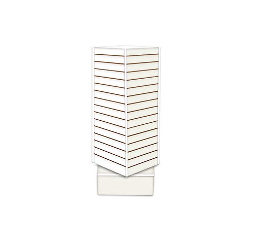 Prolinemax Revolving Slatwall Floor Display Rotating Cube Tower 4 Sided Retail Fixture White