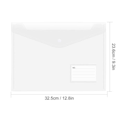 20pcs Plastic Envelopes, Clear Envelopes with Snap Button Closure, A4 Size