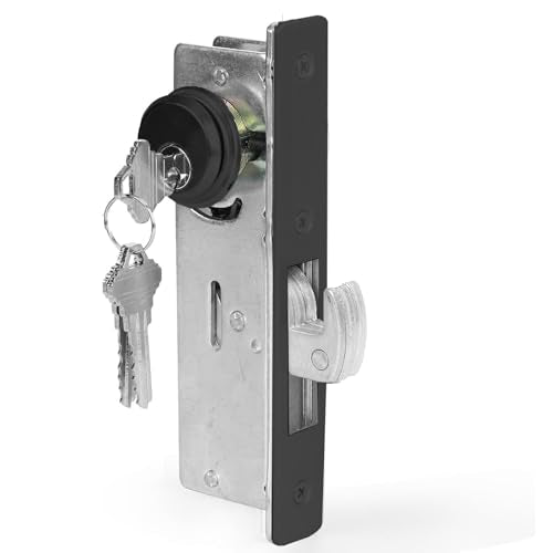 Storefront Door Mortise Lock,Swing Deadbolt & Cylinder Combo, Commercial Mortise Lock,for Aluminum/Zinc Alloy Storefront Entry Doors,1-1/8" Backset,Black