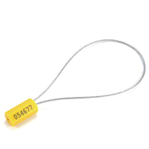 500pcs Security Marking Cable Seals Tamper Proof Steel Wire Seal Numbered Shipping Seals Disposable Pull Tight Self-Locking Cable Seal Truck, Cargo, Containers Seal Ties Straps (Yellow, 500pcs) - color: Yellow, size: 500pcs