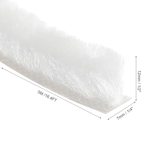 uxcell Self Adhesive Brush Seal Weather Stripping 1/2" x 1/4" x 16.4ft, Door Brush Strip for Sliding Sash Door Window Wardrobe Seal, White - color: White, size: 1/2" x 1/4" x 16.4ft