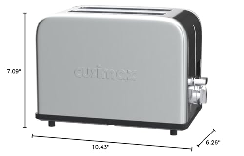 CUSIMAX 2 Slice Stainless Steel Toaster with Digital LED Display, Silver - color: Silver Stainless Steel, size: 2 Slice