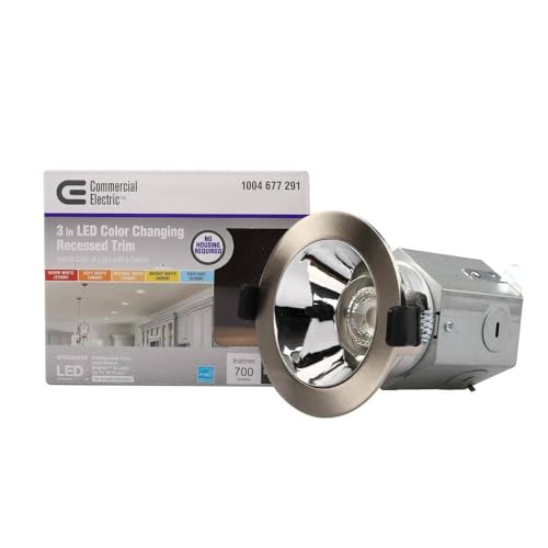 Commercial Electric 3in. Integrated LED Canless Recessed Light with Brushed Nickel Trim and Silver Reflector with CCT (16)