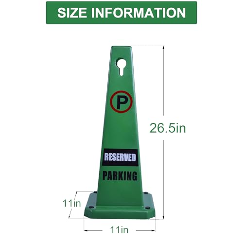 OrangeStar 4-Pack 26.5" Reserved Parking Cones with Heavy Rubber Base - color: Green, size: 26.5 Inches