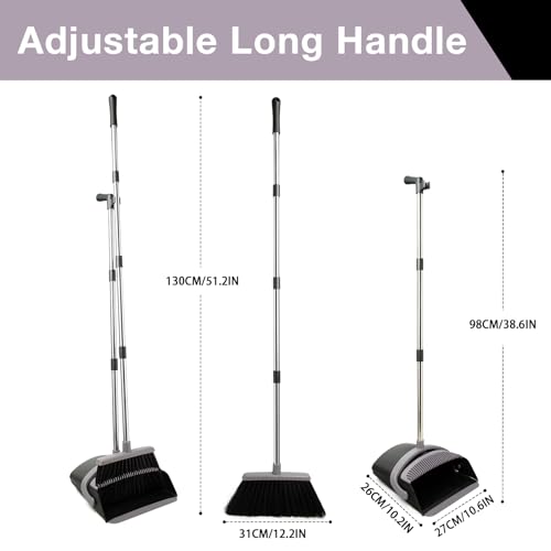 Broom and Dust Pan Combo Set,51.2" Long Handle,Charcoal - color: Charcoal 1-pack