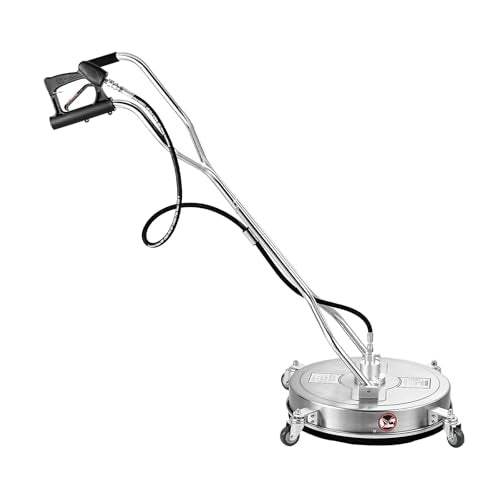 VEVOR 21" Pressure Washer Surface Cleaner, Stainless Steel Pressure Washer Attachments with 4 Wheels, 4500 Max PSI, 3/8 Quick Connector, 2 Spray Nozzles, Dual Handle, for Concrete, Patio, Sidewalk - size: 21 Inch w/ Handle & Wheels