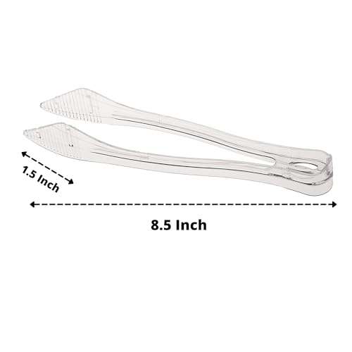 PARTY BARGAINS 8.5″ Clear Plastic Serving Tongs 12-Pack – Heavy-Duty Disposable & Reusable Kitchen Tongs for Parties BBQ Buffet Salad Appetizers Catering