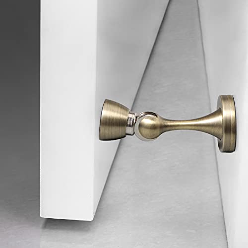 YAGU Magnetic Door Stopper 2 Pack, Zinc Alloy Brushed Bronze Door Stops Door Catch Holder Wall Floor Mounted, Magnet Metal Soft-Catch - color: Brushed Bronze, size: 2 Pack