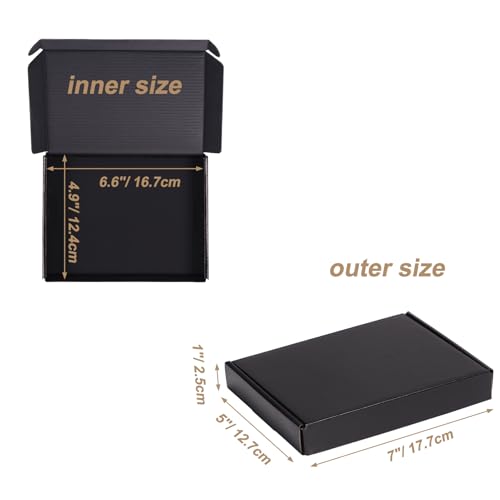 ZBEIVAN 7x5x1 Black Small Shipping Boxes, 30 Packs Corrugated Cardboard Mailer Boxes for Packaging Small Business Mailing Gifts Wrap Boxes with Lids - color: black, size: 7x5x1