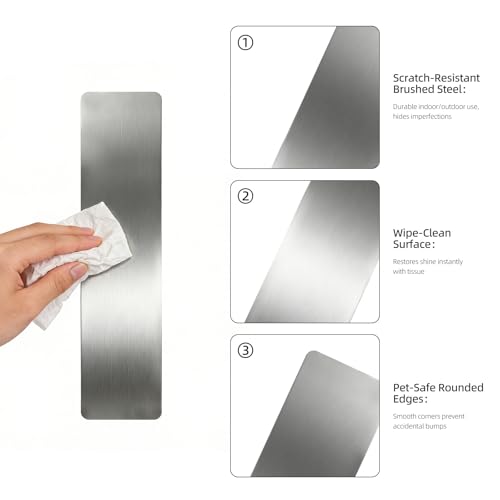Cat & Dog Door Protector from Scratching- 4"×16" 2 Pack - color: Brushed Silver, size: 4"x16"