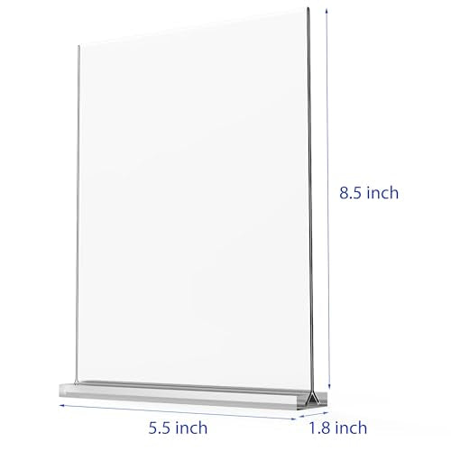 newnewshow Acrylic Sign Holder 5.5x8.5 Inch 3 Pack Vertical T Shape Double-Sided Desktop Display Holder. (Optional 8.5x11 8.5x5.5 5x7 Horizontal and Vertical) - size: 3 Pack 5.5x8.5