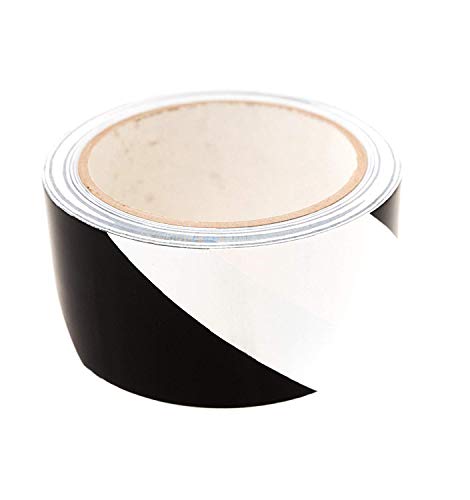 Bertech Black/White Safety Warning Vinyl Tape, 4" Wide x 18 Yards Long - color: Black and White, size: 4 Inches Wide x 54 Feet Long