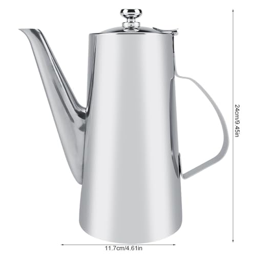 2L Capacity Stainless Steel Teapot with Ergonomic Handle Short Nozzle Pitcher Water Kettle for Home, Restaurant, Coffee(long nozzle) - style: long nozzle