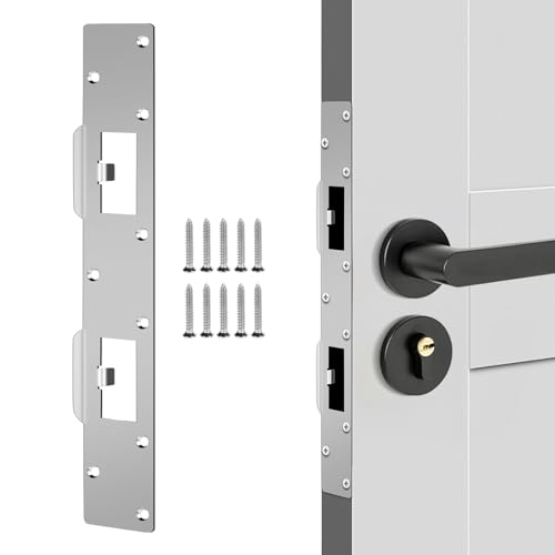 Heavy Duty Double Holes Latch Reinforcement Plate for 4.5 Inch Hole Center - color: Silver-1Pcs