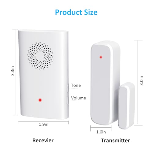 Wireless Door Chime, Door Sensor Chimes When Door Opens/Business Entering - size: 2 Receivers +3Sensors
