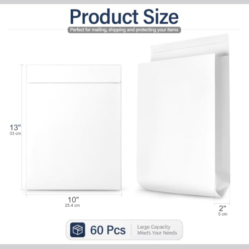 60 Pack Expandable Catalog Manilla Envelopes 10x13 Large White
