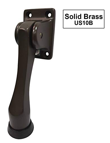 QCAA Solid Brass Drop Down Door Stop, 4", Oil Rubbed Bronze US10B, 1 Pack - color: ORB, size: 1 Pack (4")