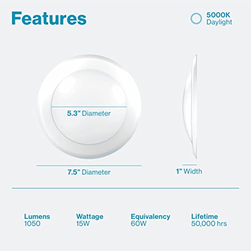 Sunco 24 Pack 6 Inch Flush Mount LED Ceiling Disk Lights, 15W=75W Dimmable - size: 6" (5000K)