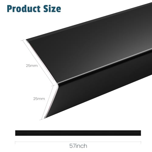 8Pcs 57" Black Metal Corner Protector, L-Molding Corner Guards - color: Black, size: 57" x 1"x 1"