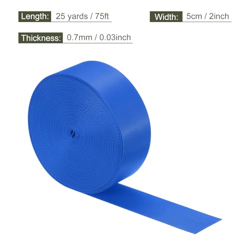MECCANIXITY Flat Nylon Webbing Strap 2 Inch 25 Yards Blue - color: Blue, size: 2 Inch x 25 Yards
