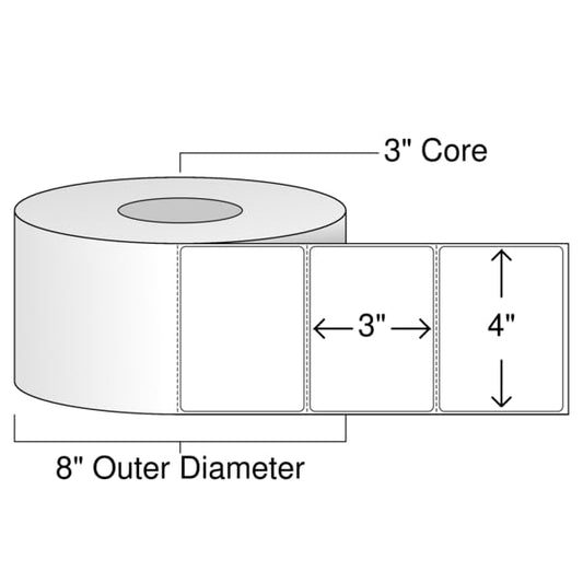 OnlineLabels 4" x 3" Direct Thermal Labels - White Matte - 3" Core, 1 Roll - size: 1 Roll