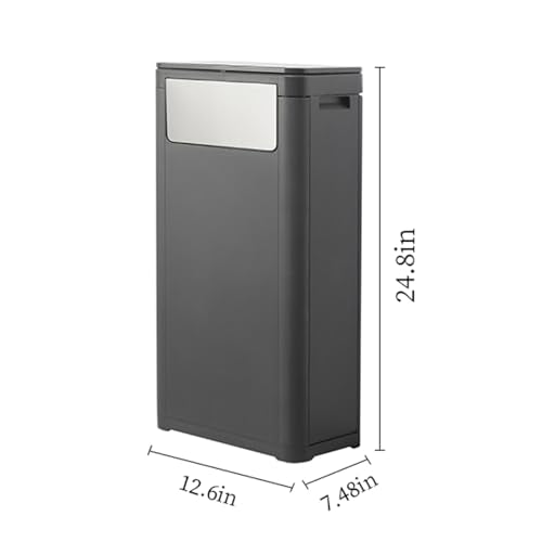 WanWanKa Bathroom Tall Skinny Trash Can with Lid,6 Gallon,Black