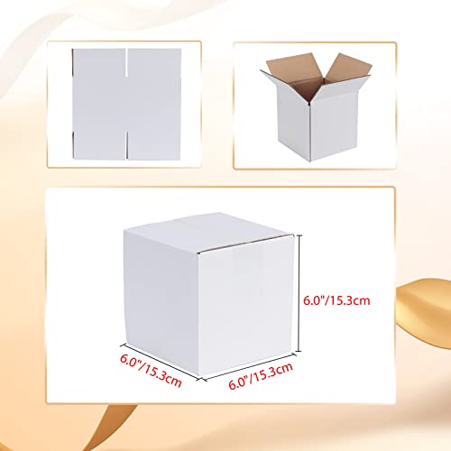 Calenzana 6x6x6 Inches Shipping Boxes Set of 40, White Corrugated Cardboard Box for Packing Mailing Small Business - size: 6x6x6, style: 40 Pack