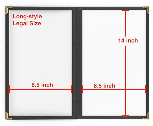 10 Pcs Black Menu Cover 8.5x14, 3 Page 6 View, Crystal-Clear - color: black with gold corners, size: 3 Pages - 8.5" x 14"