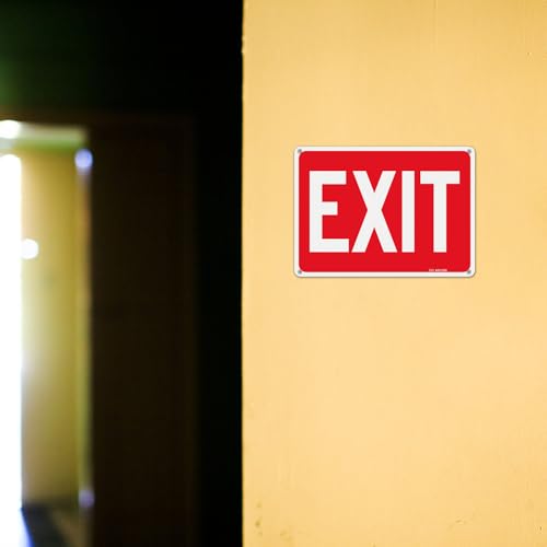 T&R Exit Sign - 4 Pack - 10 x 7 Inches Rust Free .040 Aluminum Reflective - UV Protected, Waterproof, Weatherproof and Fade Resistant - 4 Pre-drilled Holes - color: Red - 10" x 7" - 4 pack