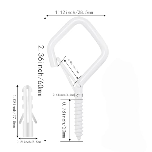 12 Pcs 2.36IN Ceiling Hooks with Safety Buckle for Plants - color: White, size: 12Pcs