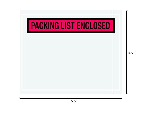 Tape Logic TLPL453 "Packing List Enclosed" Envelopes, Panel Face, 4 1/2" x 5 1/2", Red (Pack of 1000)