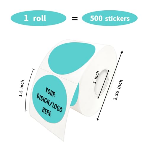 1.5 Inch Blue Round Thermal Sticker Labels - Self-Adhesive Circle Direct Thermal Multi-Purpose Roll for DIY Logo Design With Perforation Line (500 Labels, 1 Roll) - color: Blue-500 Labels, size: 1.5 inch