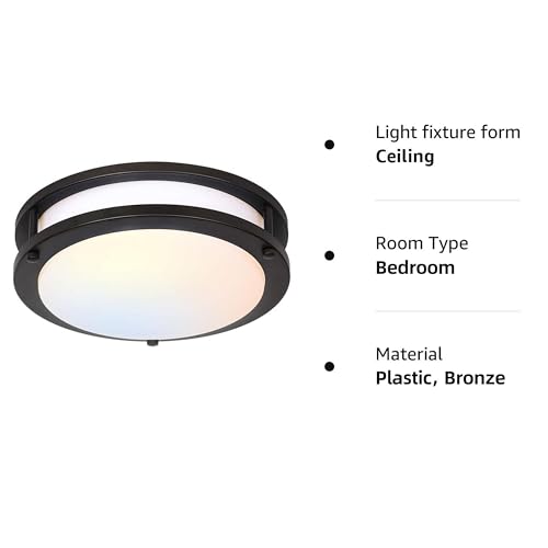 hykolity 13 inch Flush Mount LED Ceiling Light Fixture,1300LM,5CCT - color: Oil-Rubbed Bronze, size: 13-inch
