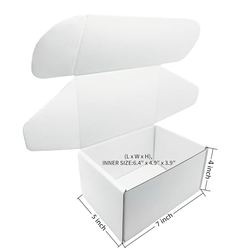 7x5x4 Inches White Corrugated Cardboard Shipping Boxes Set of 2 - size: 7x5x4 inch 2 Pack